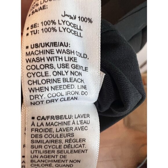 Terea By Andrea Pitter Black 100% Tencel Shirt Dress XXL MIDI 3/4 Sleeves Pocket - Picture 10 of 11